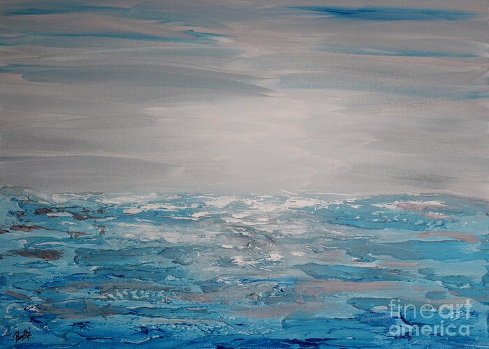 Blue Greeting Card featuring the painting Cool Blue by Preethi Mathialagan