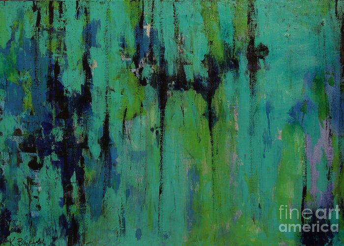 Abstract Greeting Card featuring the painting Cool Deep Waters by Karla Britfeld