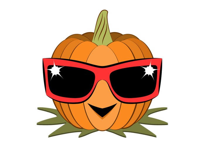 Pumpkin Greeting Card featuring the digital art Cool Pumpkin Wearing Retro Nineties Sunglasses by MM Anderson