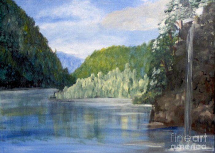 Landscape Greeting Card featuring the painting Cool Water by Saundra Johnson