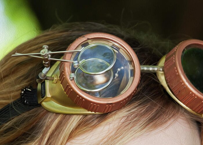 Steampunk Greeting Card featuring the photograph Copper Goggles - Steampunk by Betty Denise
