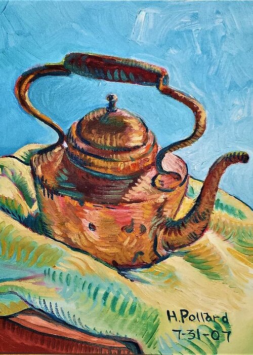 Kitchen Picture--still Life With Copper Teapot Greeting Card featuring the painting Copper Teapot by Herschel Pollard