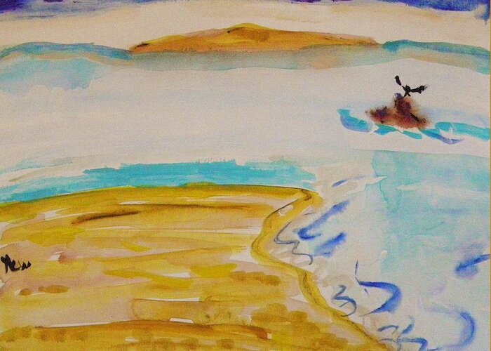 Sea Greeting Card featuring the painting Cormorant Landing by Mary Carol Williams