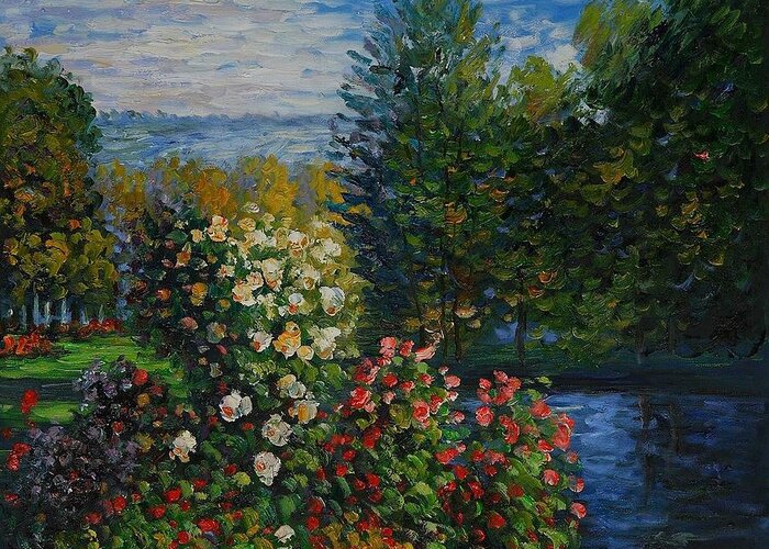 Monet Greeting Card featuring the painting Corner Of The Garden At Montgeron by Pam Neilands