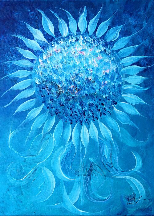 Sunflower Greeting Card featuring the painting Cornflower In Moonlight by J Vincent Scarpace