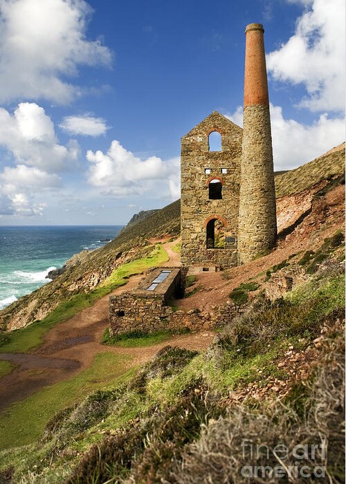 Coast Greeting Card featuring the photograph Cornish Tin Mine by David Lichtneker
