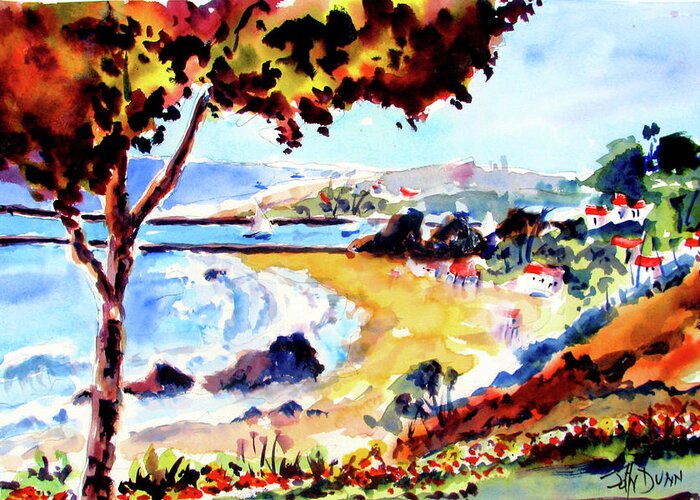 Dunn Greeting Card featuring the painting Corona Del Mar Tree by John Dunn
