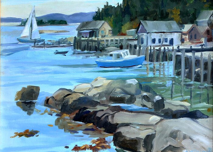 Lobster Boat Greeting Card featuring the painting Costal Maine by Michael McDougall