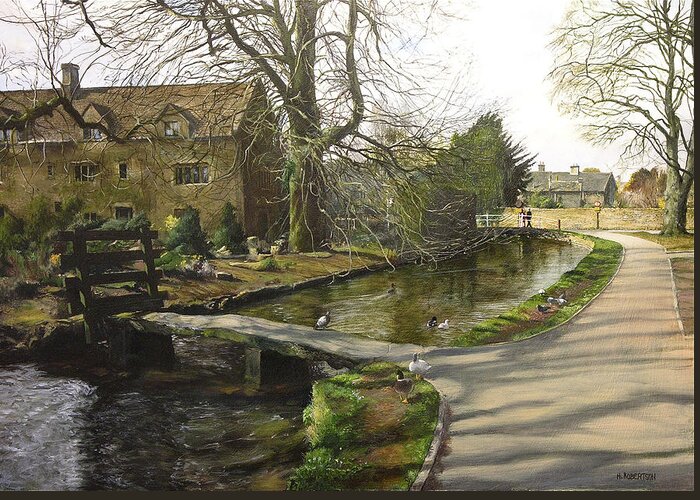 Cotswolds Greeting Card featuring the painting Cotswolds scene. by Harry Robertson