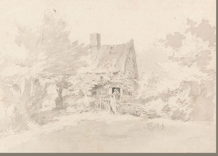 English Romantic Painters Greeting Card featuring the drawing Cottage among Trees by John Constable