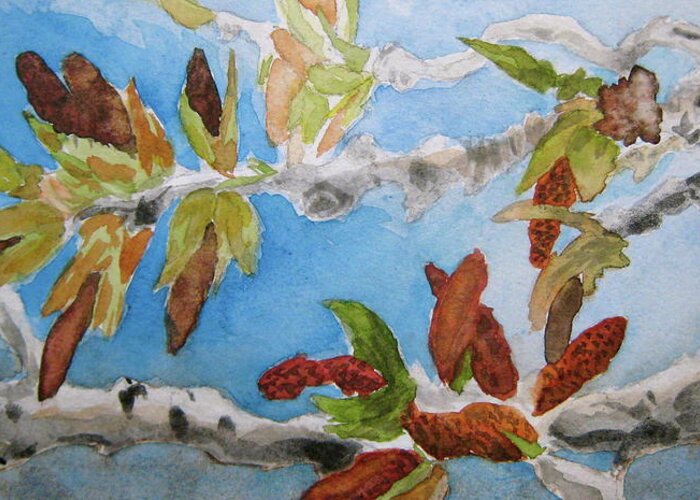 Branch Greeting Card featuring the painting Cottonwood Branches In Spring by Beverley Harper Tinsley
