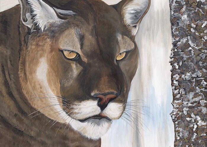 Cougar Greeting Card featuring the painting Cougar by Patty Vicknair