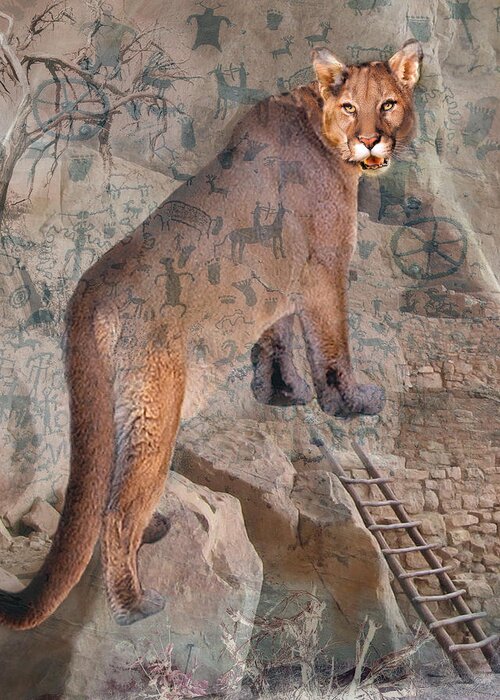 Cougar Greeting Card featuring the photograph Cougar Rocks, Southwest Mountain Lion by Karla Beatty