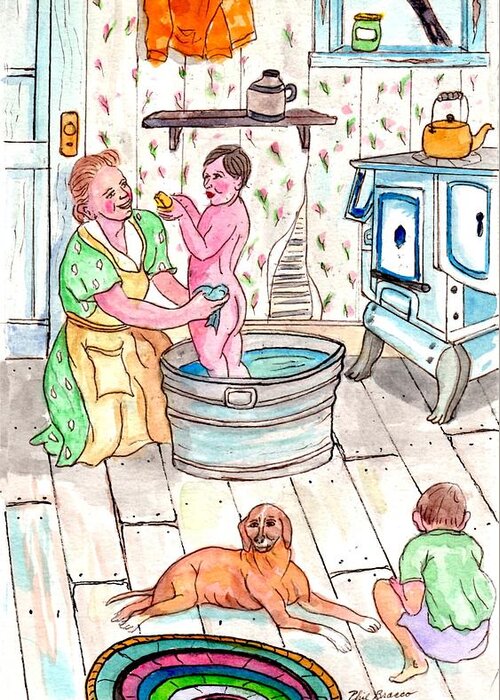 ‪‎lots Greeting Card featuring the mixed media Country Bath by Philip And Robbie Bracco