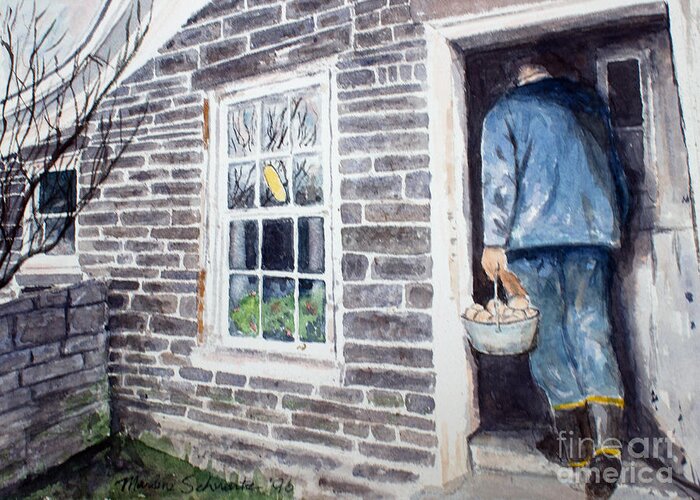 Country Living Greeting Card featuring the painting Country Breakfast by Marlene Schwartz Massey
