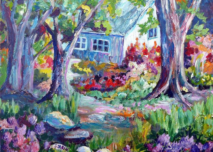 Country Garden Greeting Card featuring the painting Country garden by Saga Sabin