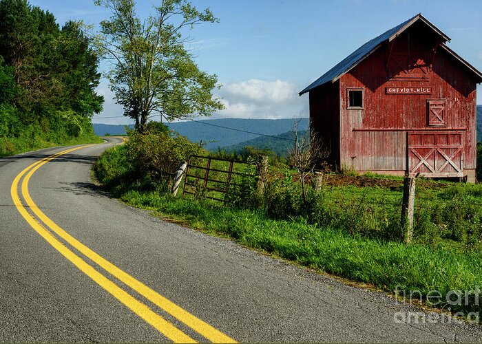 Barn Greeting Card featuring the photograph Country Road and Barn by Thomas R Fletcher