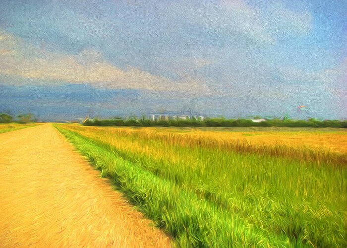 Road Greeting Card featuring the digital art Country Roads by Cathy Anderson