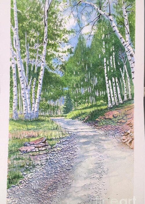 Country Road Greeting Card featuring the painting Country Roads by Richard Benson