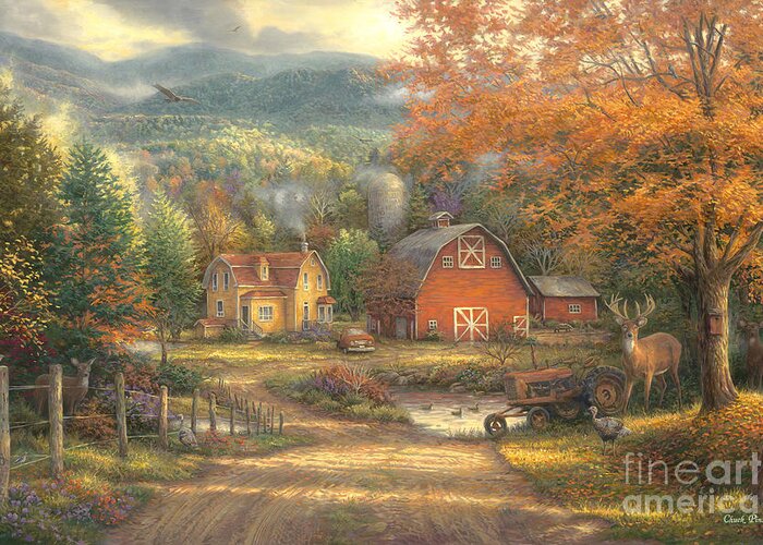Inspirational Picture Greeting Card featuring the painting Country Roads Take Me Home by Chuck Pinson