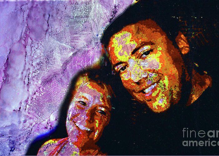 Portrait Greeting Card featuring the mixed media Couple by Alene Sirott-Cope