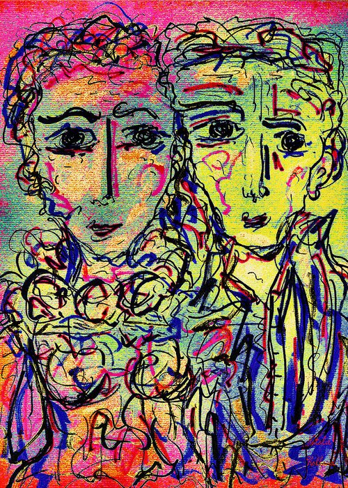 Couple Greeting Card featuring the mixed media Couple by Natalie Holland