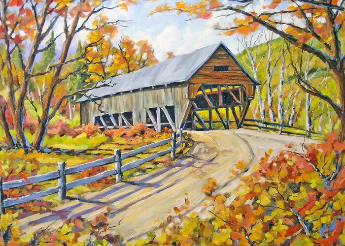 Water Greeting Card featuring the painting Covered Bridge 2 by Richard T Pranke