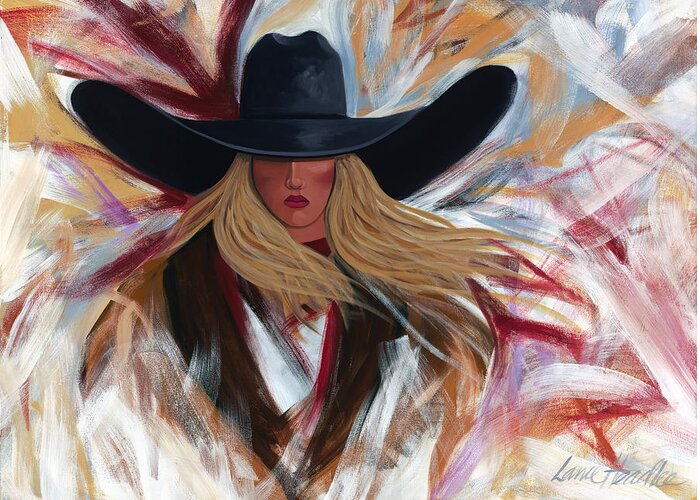 Colorful Cowboy Painting. Greeting Card featuring the painting Cowgirl Colors by Lance Headlee