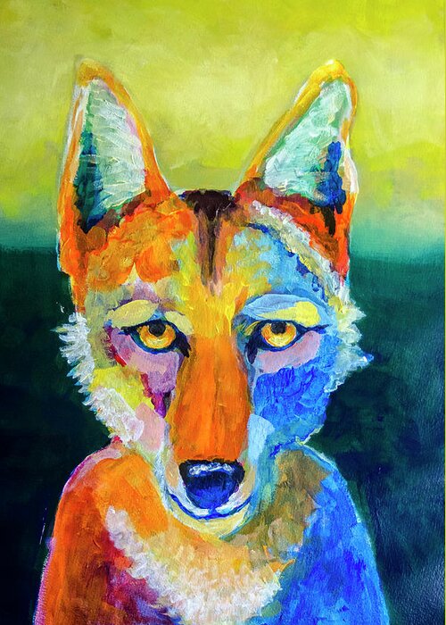 Coyote Greeting Card featuring the painting Coyote by Rick Mosher