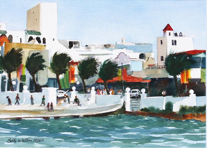 Cozumel Greeting Card featuring the painting Cozumel By The Sea by Bobby Walters