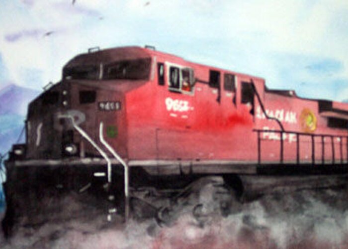 Train Greeting Card featuring the painting CP Rocky Mountain Coal Train by Blaine Filthaut