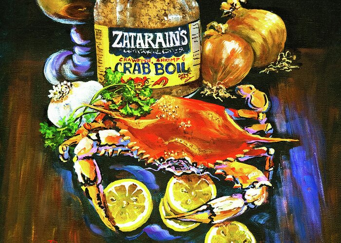  New Orleans Greeting Card featuring the painting Crab Fixin's by Dianne Parks