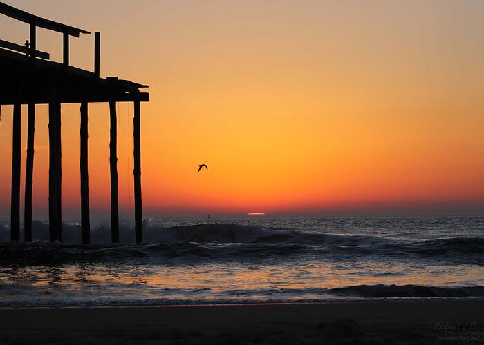 Sun Greeting Card featuring the photograph Crack of Dawn at the Pier by Robert Banach