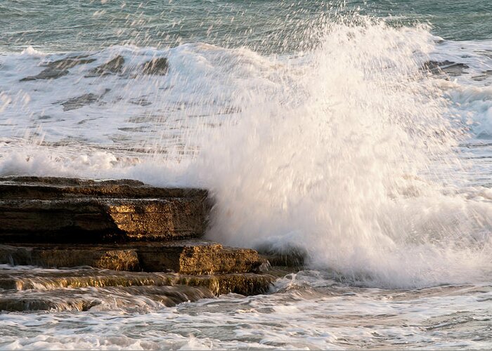 Wave Greeting Card featuring the photograph Crashing waves by Michalakis Ppalis