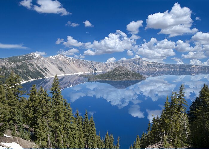 Loree Johnson Greeting Card featuring the photograph Crater Lake Reflections by Loree Johnson