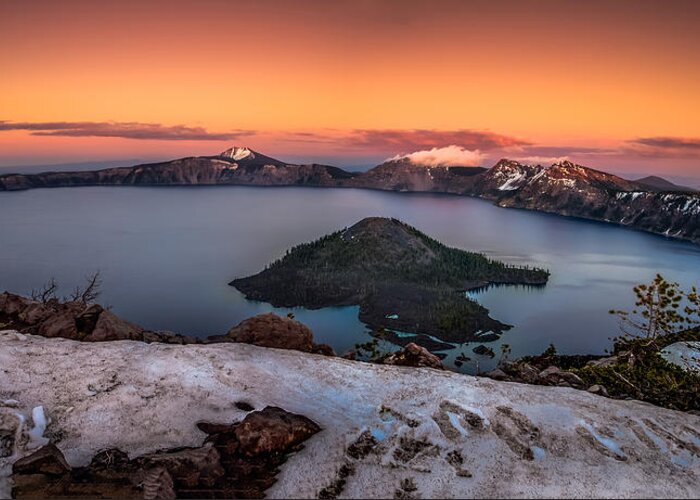 Adventure Greeting Card featuring the photograph Crater Lake Summer Sunset by Scott McGuire