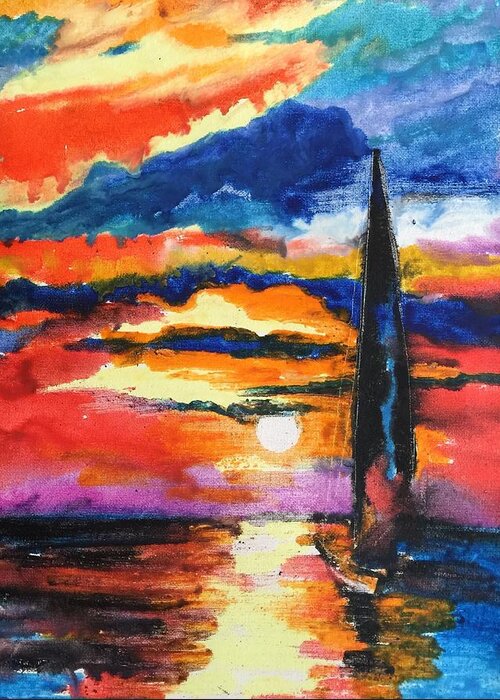 Sail Boat Greeting Card featuring the painting Crayola Collection by Melanie Stanton