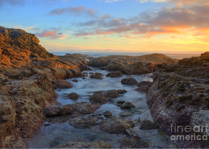 Crescent Greeting Card featuring the photograph Crescent Bay Tide Pools At Sunset by Eddie Yerkish