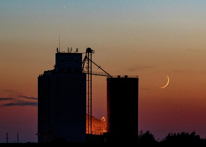 Kansas Greeting Card featuring the photograph Crescent moon at Laird 05 by Rob Graham