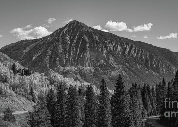 Crested Butte Greeting Card featuring the photograph Crested Butte Mountain BW by Michael Ver Sprill