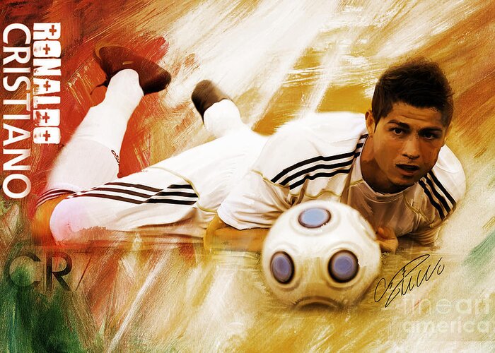 Cristiano Ronaldo Greeting Card featuring the painting Cristiano Ronaldo 092f by Gull G