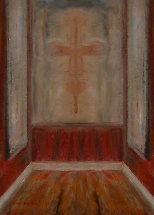 Cross Greeting Card featuring the painting Cross Between Columns by Deborah D Russo