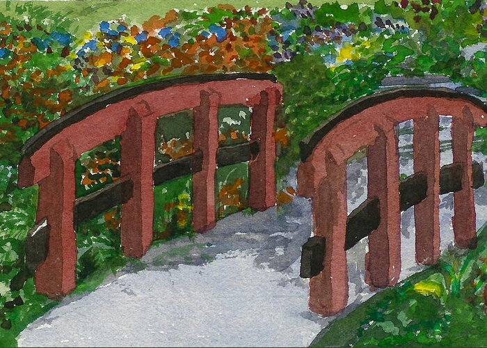 Bridge Greeting Card featuring the painting Crossing Over by Lynn Babineau