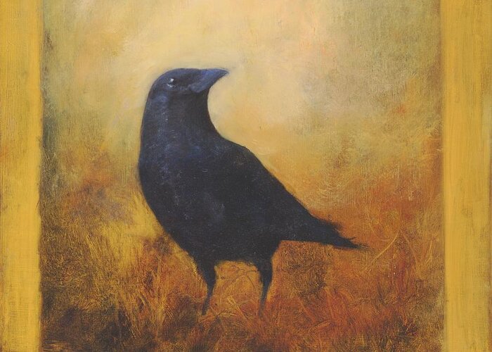 Bird Greeting Card featuring the painting Crow 25 by David Ladmore