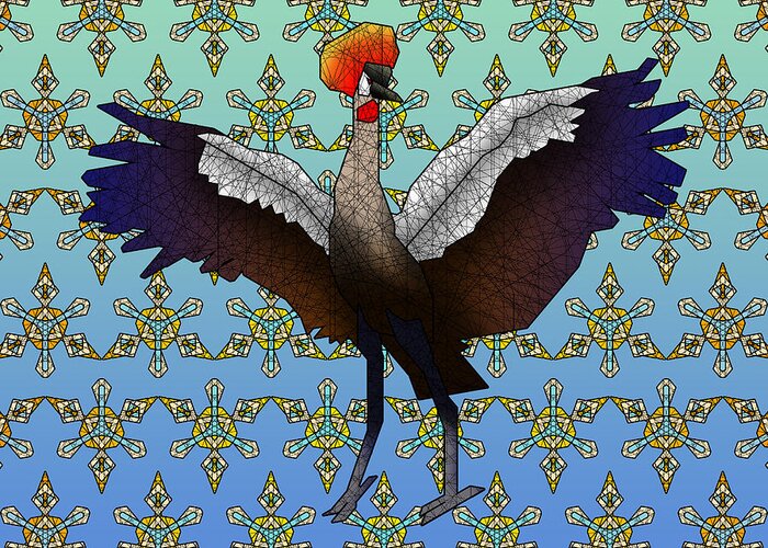  Greeting Card featuring the digital art Crowned Crane by Dusty Conley