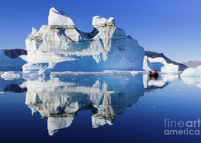 Cruising Greeting Card featuring the photograph Cruising between the icebergs, Greenland by Henk Meijer Photography