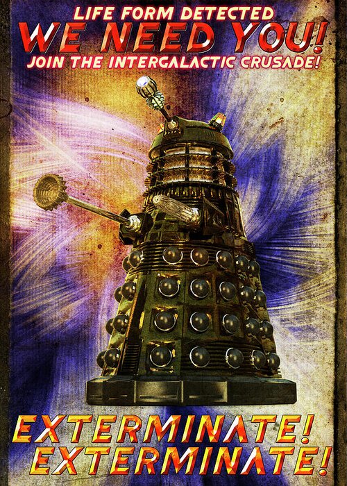 Dalek Greeting Card featuring the digital art Crusade by Robert Hazelton