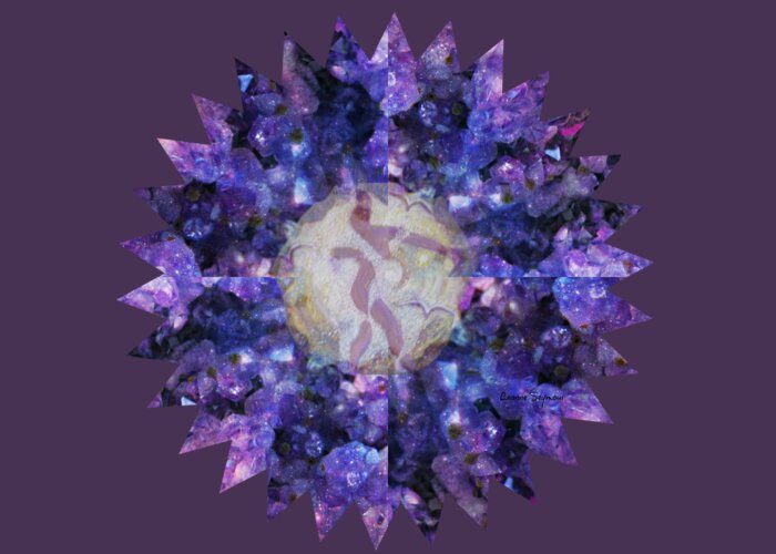 Amethyst Greeting Card featuring the mixed media Crystal Magic Mandala by Leanne Seymour