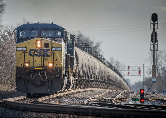 Landscape Greeting Card featuring the photograph CSX ethanol train at Henderson Ky by Jim Pearson