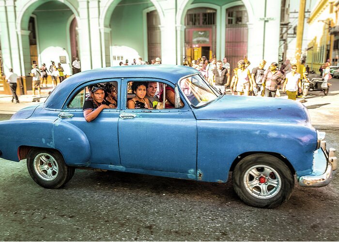 Architectural Photographer Greeting Card featuring the photograph Cuban Taxi by Lou Novick